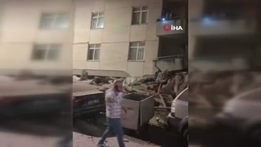 Maltepe’de çöken binanın ilk anları kameraya yansıdı