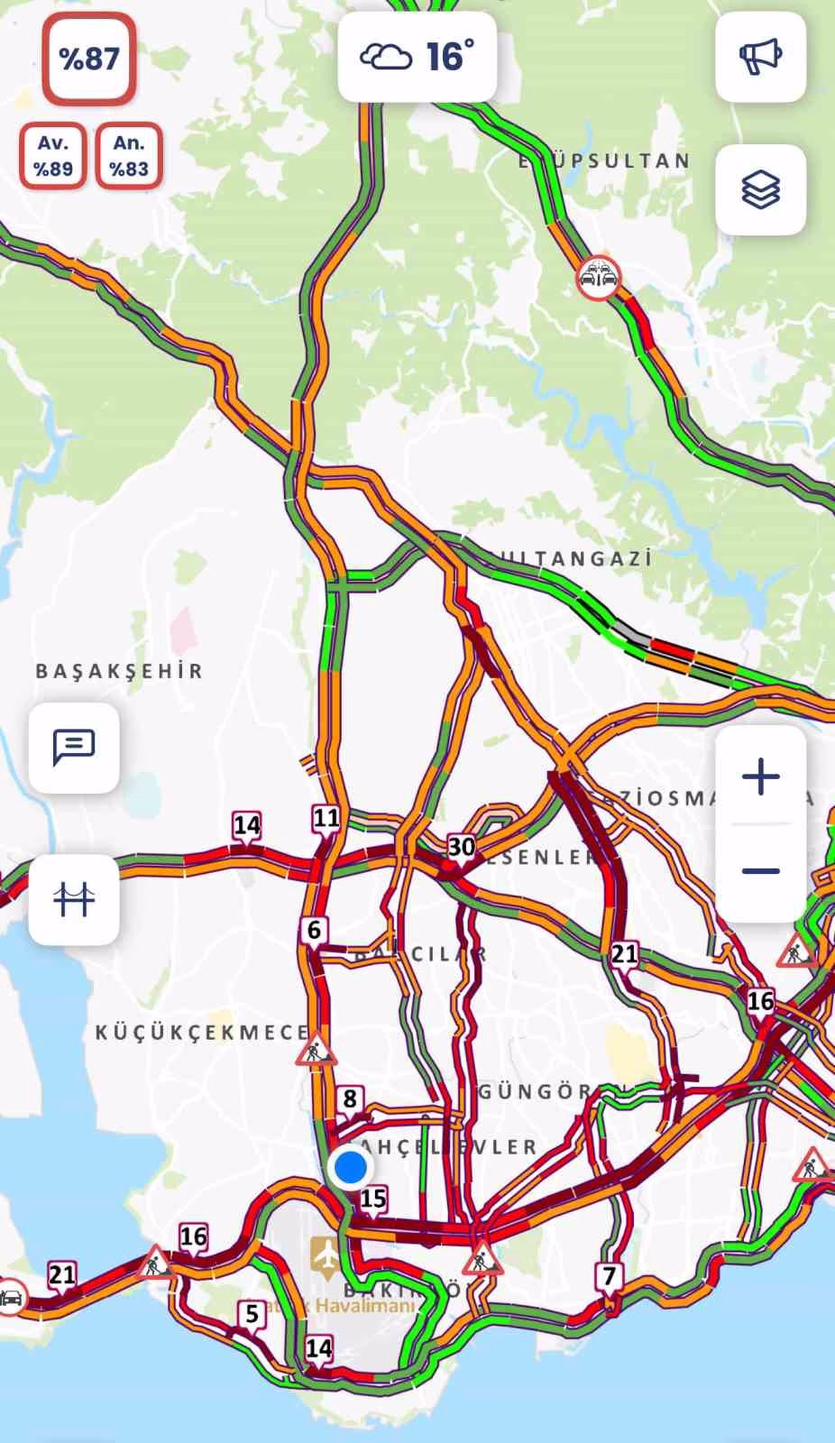 İstanbul'da Yağmur Nedeniyle Trafik Yoğunluğu