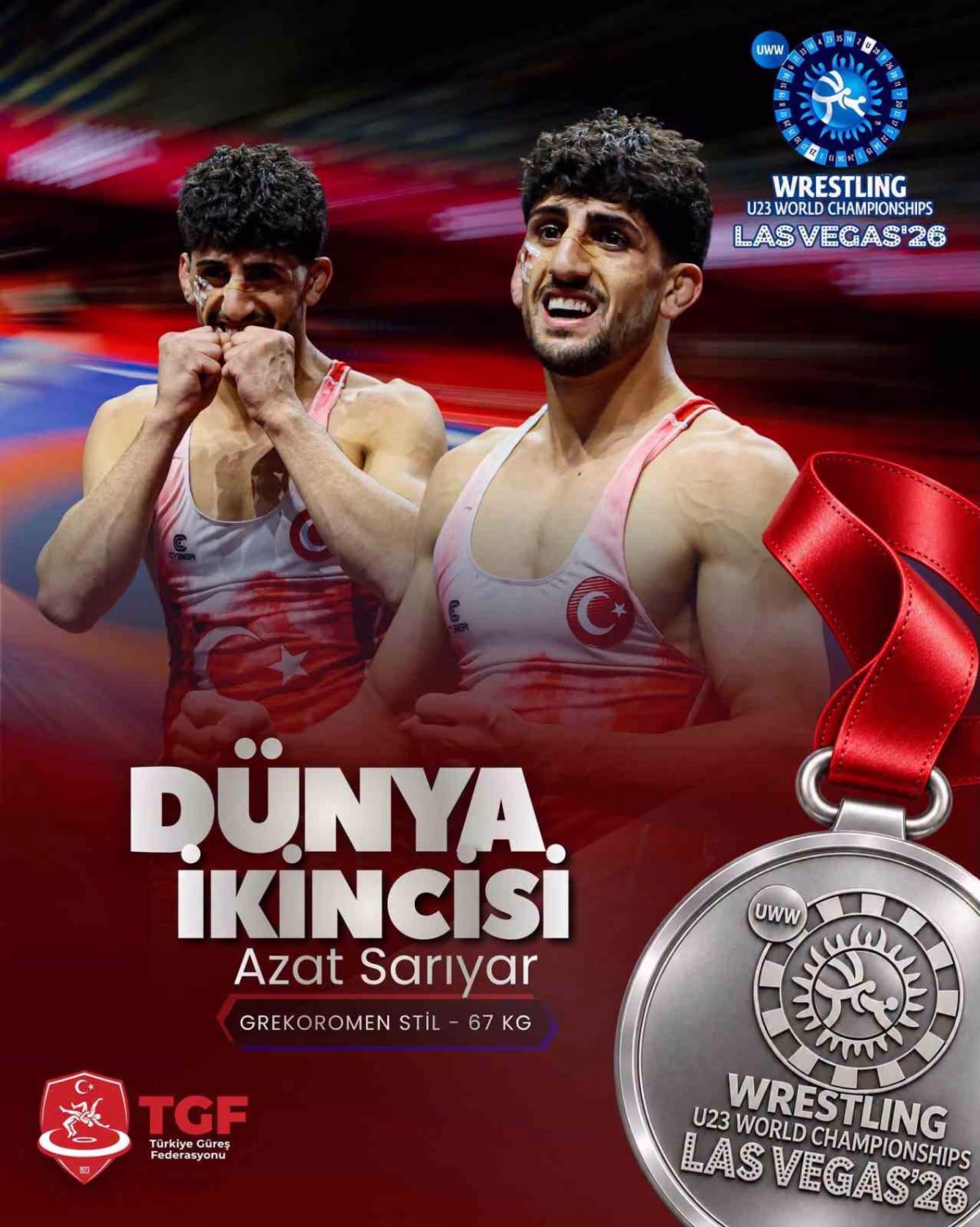 Milli Güreşçi Azat Sarıyar Dünya İkincisi Oldu