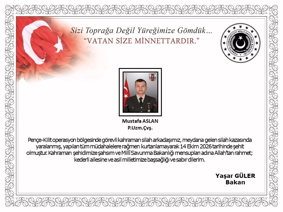 Piyade Uzman Çavuş Mustafa Aslan Şehit Oldu