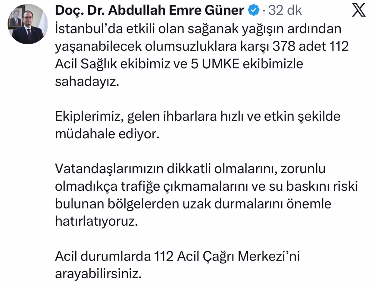 Sağlık Ekipleri Yağışa Karşı Sahada