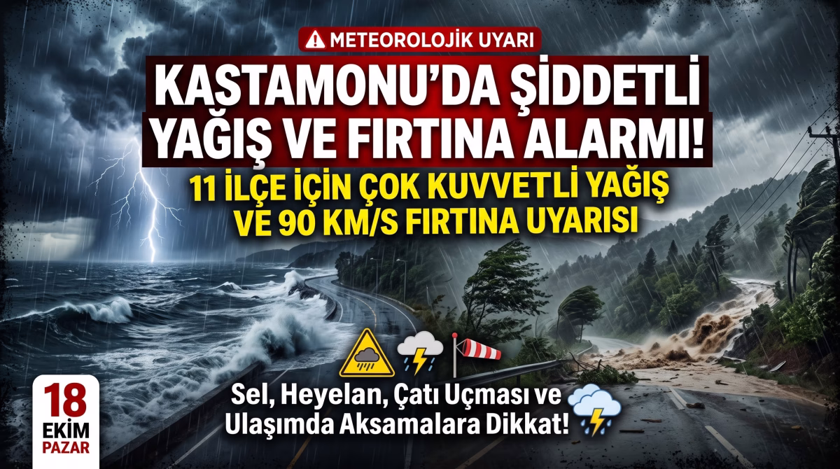 Kastamonu İçin Şiddetli Yağış ve Fırtına Uyarısı: 11 İlçede Tehlike Çanları Çalıyor