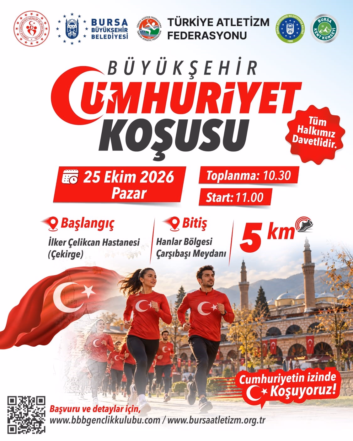 Bursa'da Büyükşehir Cumhuriyet Koşusu Heyecanı