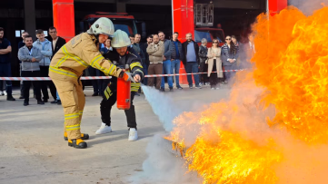 Bartın'da belediye personeline yangın tatbikatı