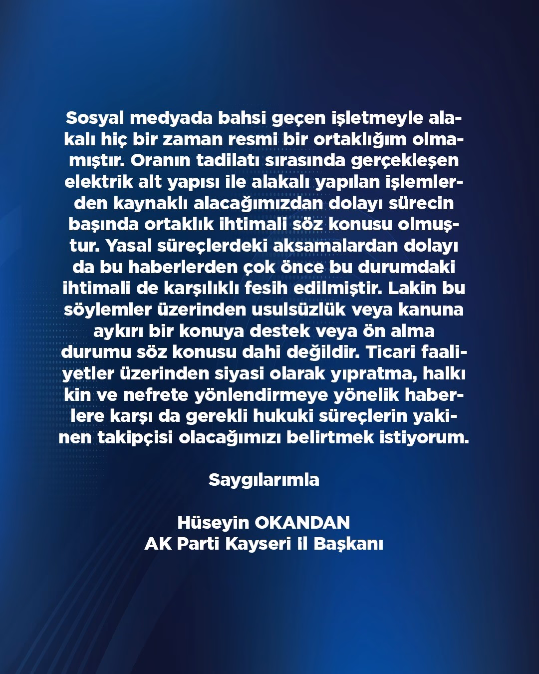 Hüseyin Okandan'dan Ortaklık İddialarına Net Yanıt