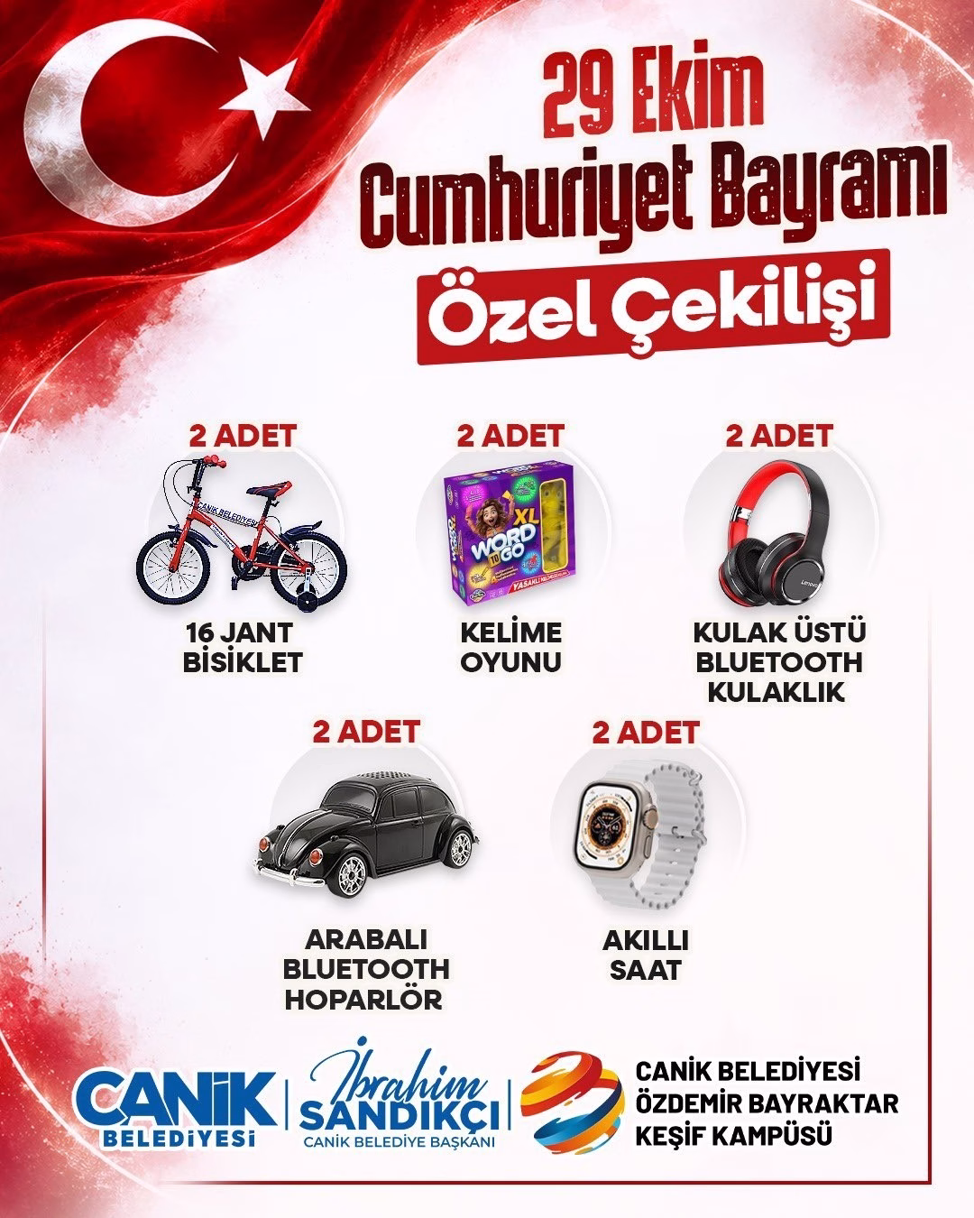Canik Belediyesi'nden Cumhuriyet Bayramı Çekilişi