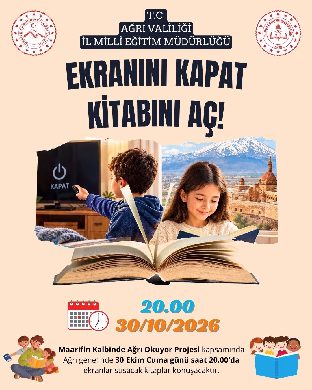 Ağrı'da Binlerce Kişi Aynı Anda Kitap Okuyacak