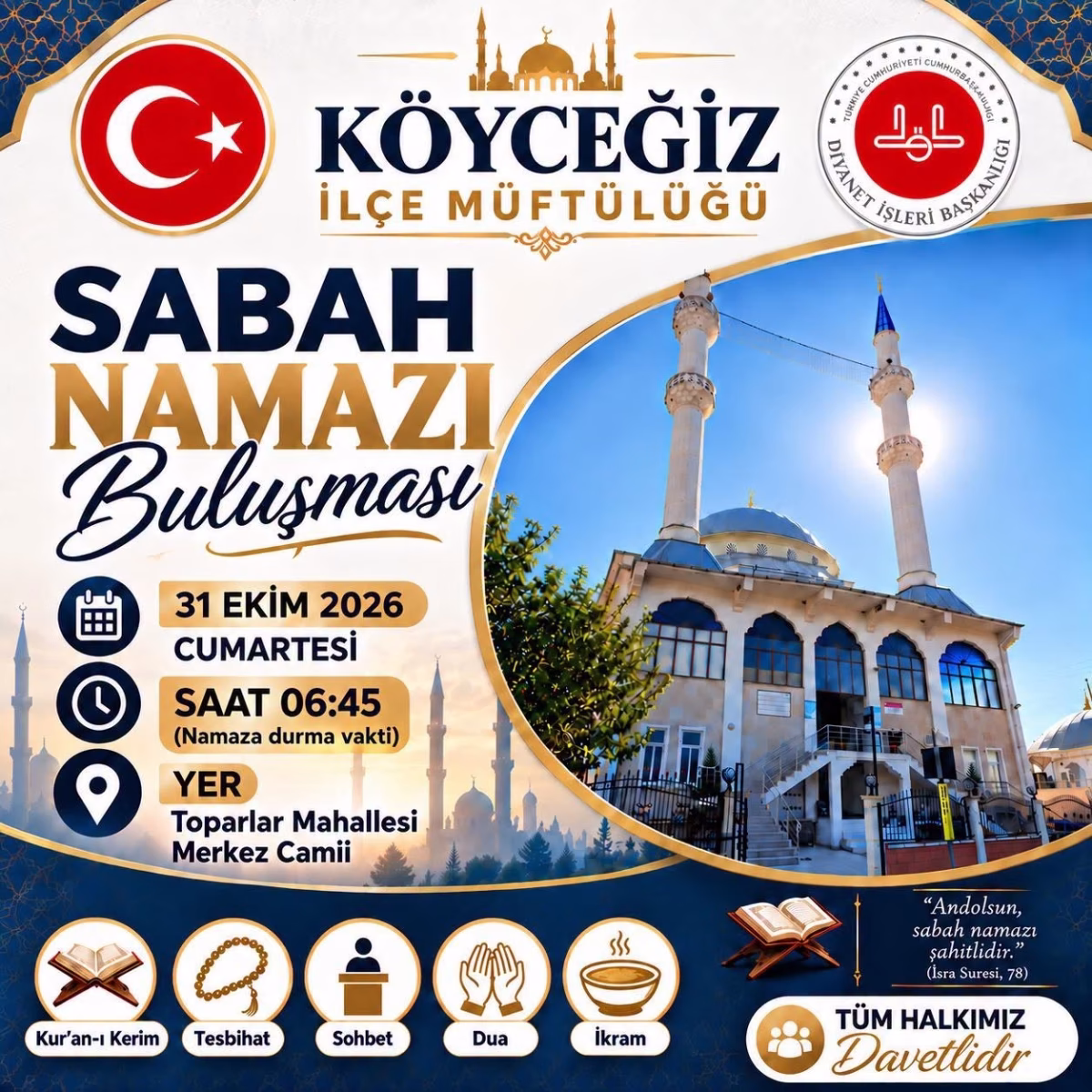 Köyceğiz'de sabah namazı buluşması düzenlenecek