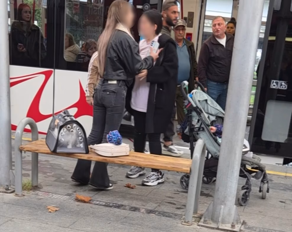 Tramvayda kedi tartışması itiş kakışa döndü