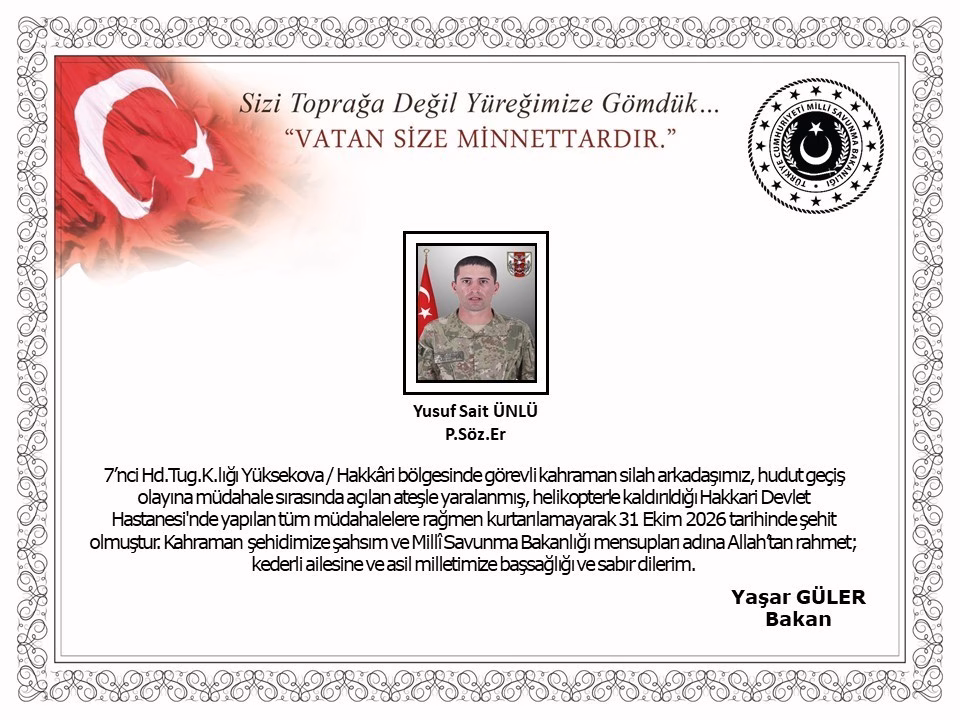 Hakkari'de hudut bölgesinde bir asker şehit oldu