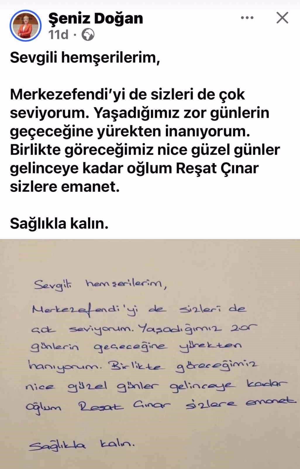 Tutuklanan Başkan Doğan'dan ilk mesaj